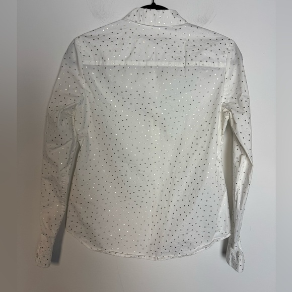 Boden The Classic Shirt White Button-Up with Silver Dots - Picture 2 of 6